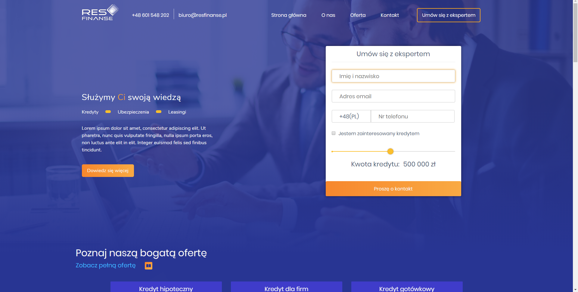 html5 scss, js site for creditor company